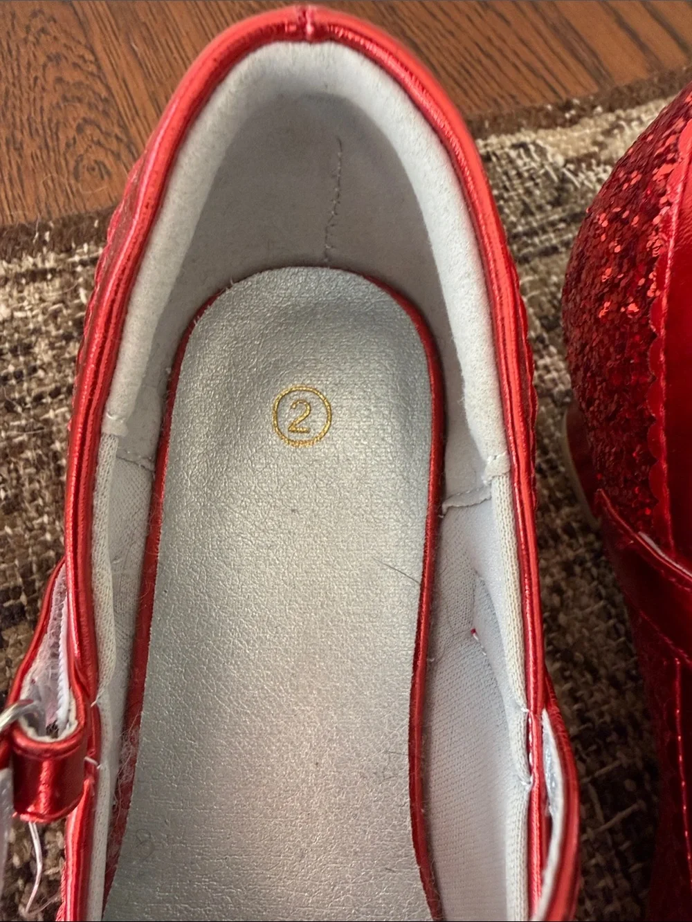 Girls' Red Glitter Mary Jane Dress Shoes us 2